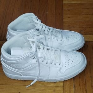 Air Jordan 1 mid tops all white , like new